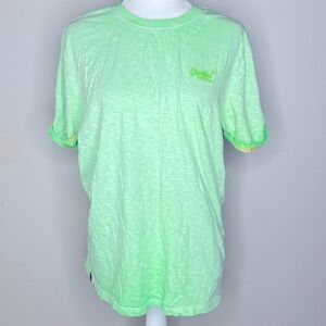 Superdry lime green roll sleeve soft cotton tee